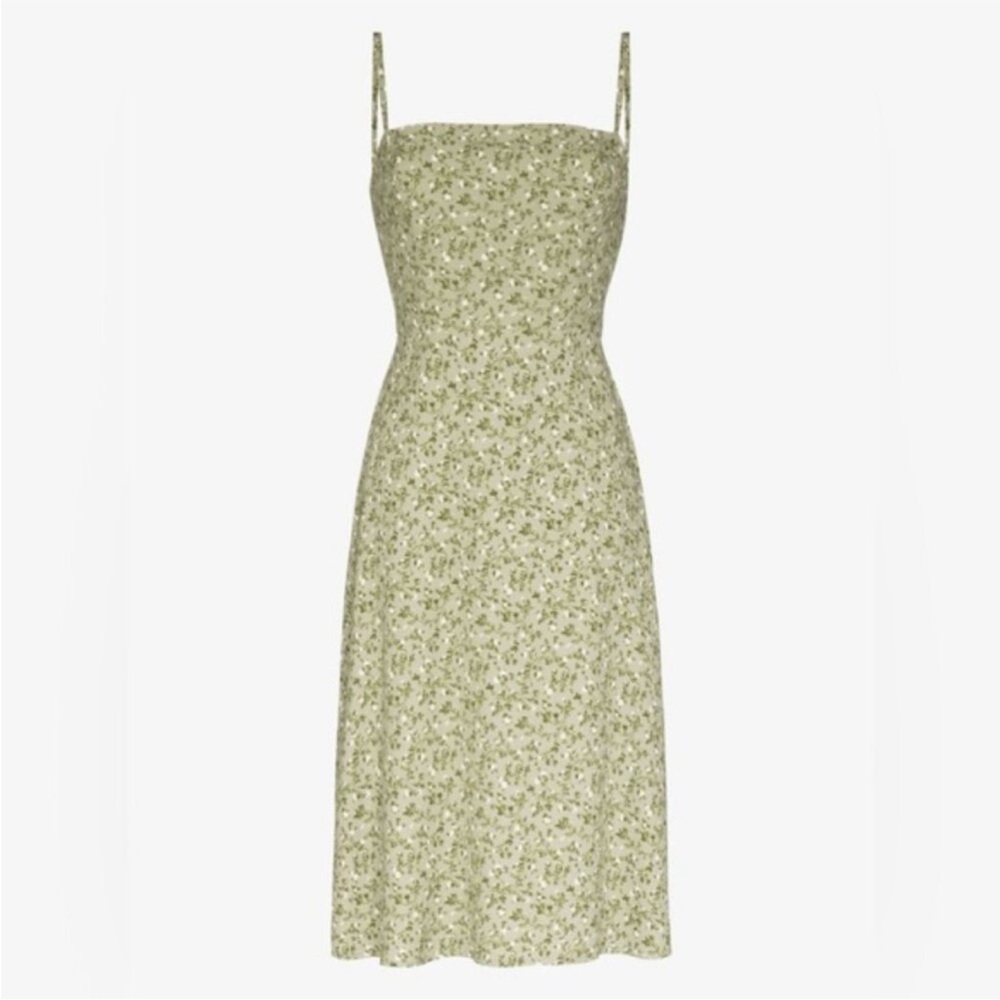 Reformation Afternoon Dress In Juniper Green Floral Midi Size 8 - Picture 4 of 8